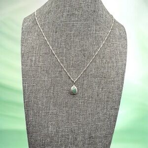 Elegant Silver Plated New Chain with Preloved Green Emerald Pendant